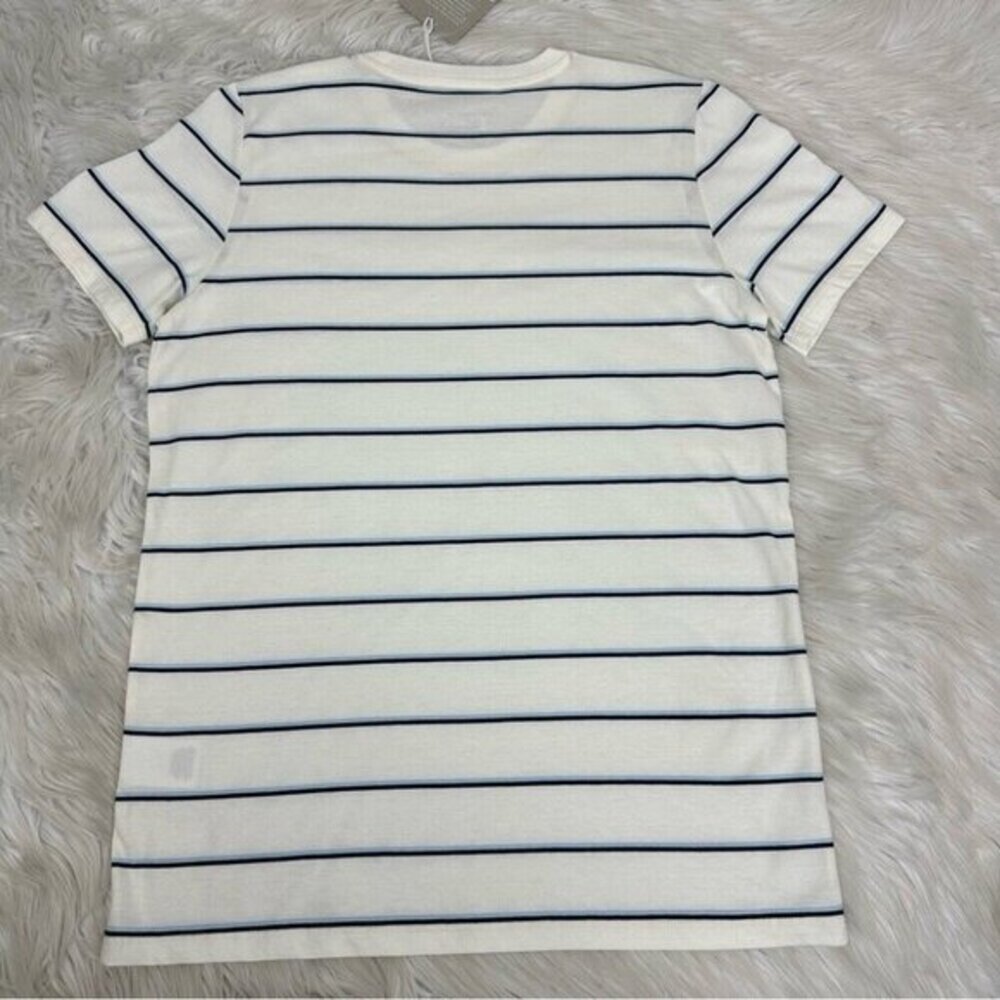 Everlane Organic Cotton Striped Crew T-Shirt White Blue Black M F-T-OCTN-CR-SS - Picture 6 of 12